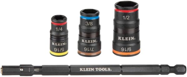 Klein Tools 32933 Impact Driver, SAE 7-in-1 Impact Socket Set, 3 Flip Sockets with 6 Hex Driver Sizes and 1/4-Inch Bit Holding Feature, Impact Rated 5-Inch Shaft - Image 8