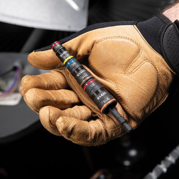 Klein Tools 32933 Impact Driver, SAE 7-in-1 Impact Socket Set, 3 Flip Sockets with 6 Hex Driver Sizes and 1/4-Inch Bit Holding Feature, Impact Rated 5-Inch Shaft - Image 3